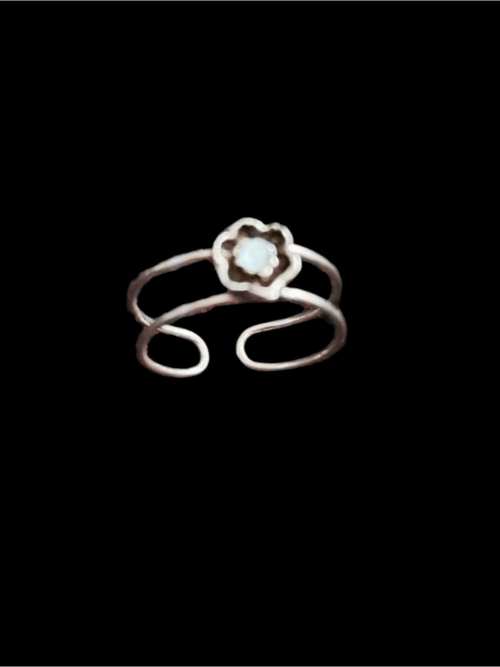 Sterling Silver Toe / Thumb Ring with Light Blue Crystal (CZ).
